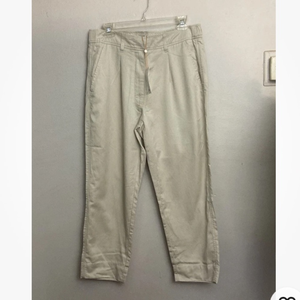 6-6 Quince Beige Pants Pleat Front Ankle 12 NWT
